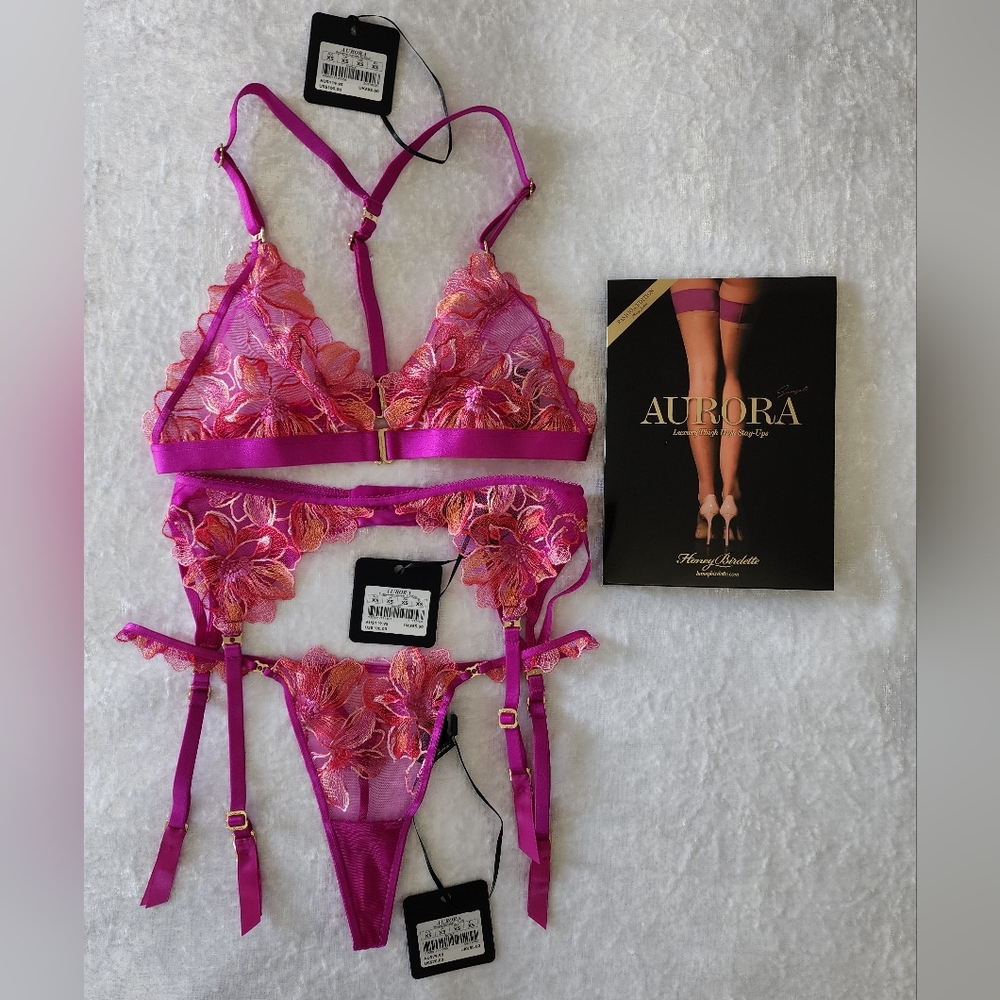 HONEY BIRDETTE AURORA Bralette, Garter & Thong Set